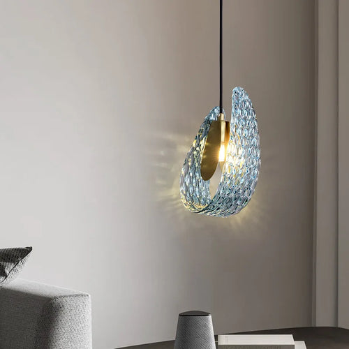 suspension en verre moderne petite lampe à main - vue 5 sur 8
