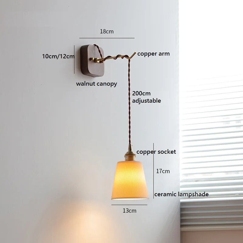 applique murale led noyer cuivre moderne baguette plug-in - vue 19 sur 23