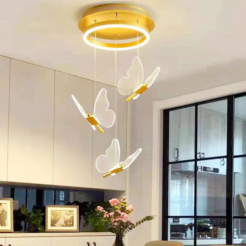 lustre papillon led suspension acrylique maison déco - vue 2 sur 12
