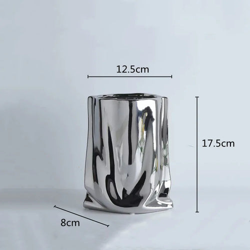 vase en céramique avec volants argentés pour fleurs décoratives - vue 12 sur 12