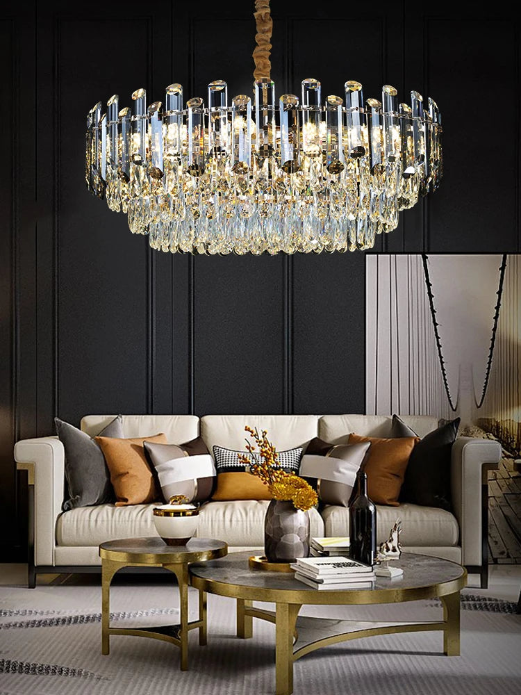 Modern minimalist style K9 crystal LED restaurant chandelier, Nordic designer living room luxury home decoration chandelier - vue 5 sur 11