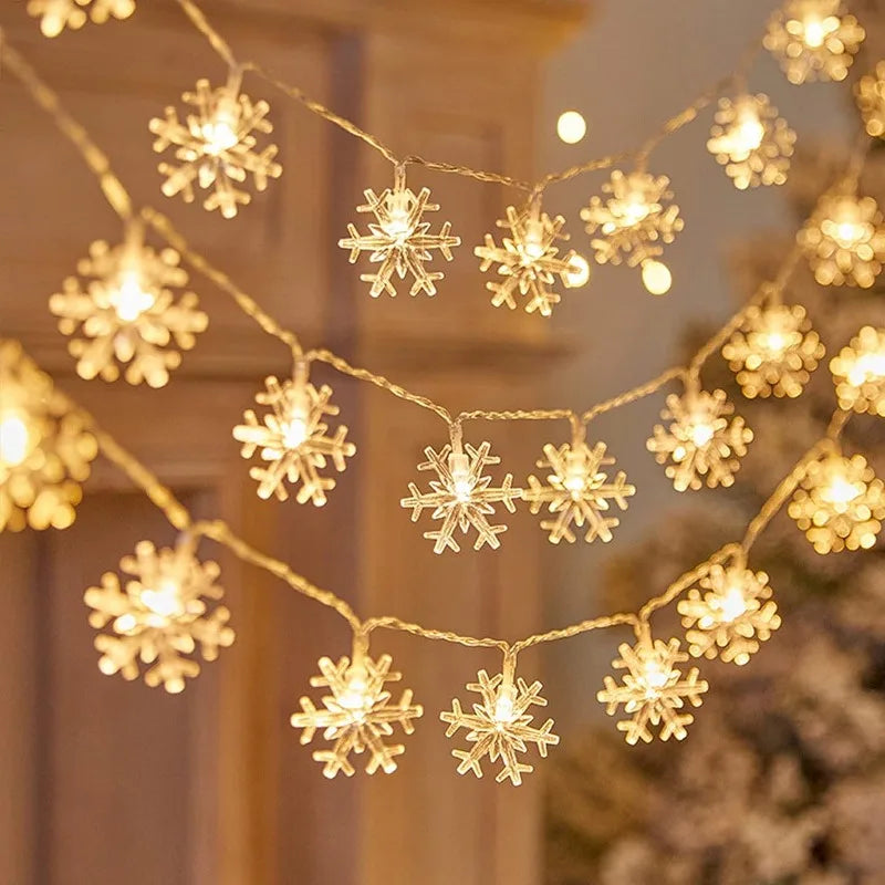 guirlande lumineuse de noël à led flocons de neige décorations festives - vue 1 sur 9