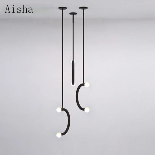 Nordic Creative U-shaped Line Art Led Chandelier Suitable for Corridor Bedroom, Bar and Loft Decoration Industrial Hanging Lamps - vue 3 sur 8