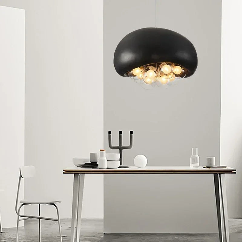 lustre suspendu minimaliste style wabi sabi avec éclairage led - vue 5 sur 12