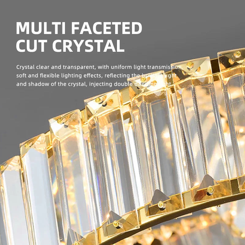 lustre suspendu en cristal spirale minimaliste moderne à led - vue 5 sur 9