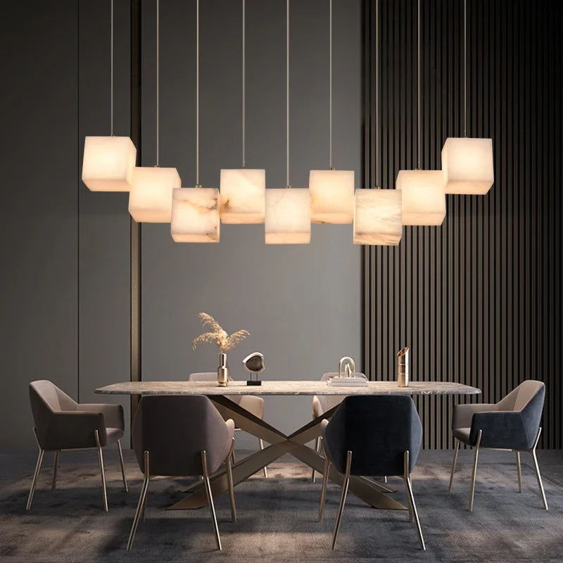 lustre en marbre espagnol style chinois minimaliste pour espace luxe - vue 3 sur 15