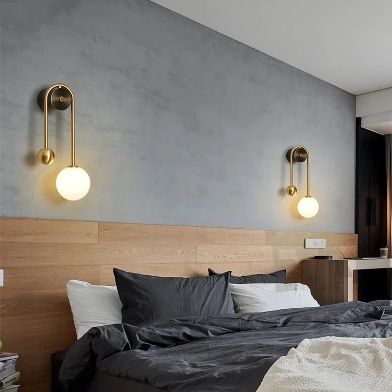 applique murale moderne en verre avec abat-jour led décoratif - vue 3 sur 8