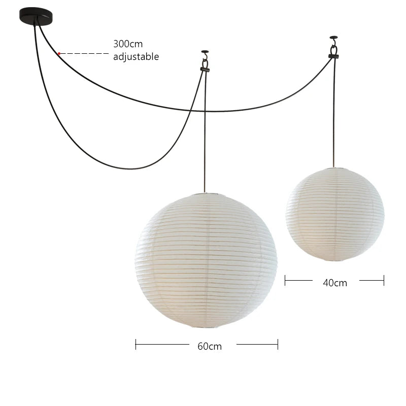 lustre led rond en papier de riz style nordique wabi sabi