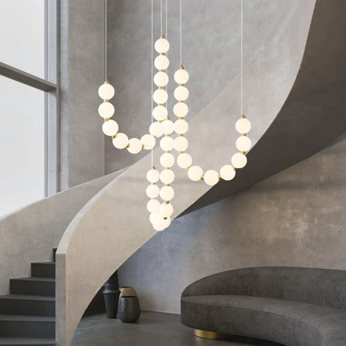 lustre français moderne en cuivre design bar lumière mode duplex simple - vue 2 sur 28