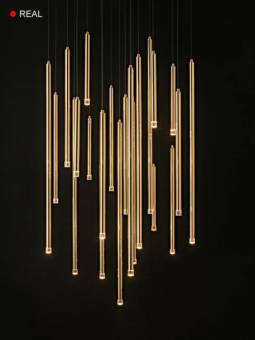 lustre minimaliste postmoderne en métal led double loft éclairage intérieur - vue 5 sur 17