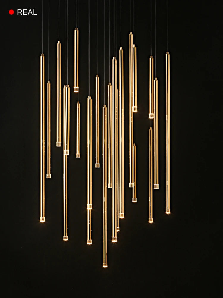 lustre minimaliste postmoderne en métal led double loft éclairage intérieur - vue 5 sur 17