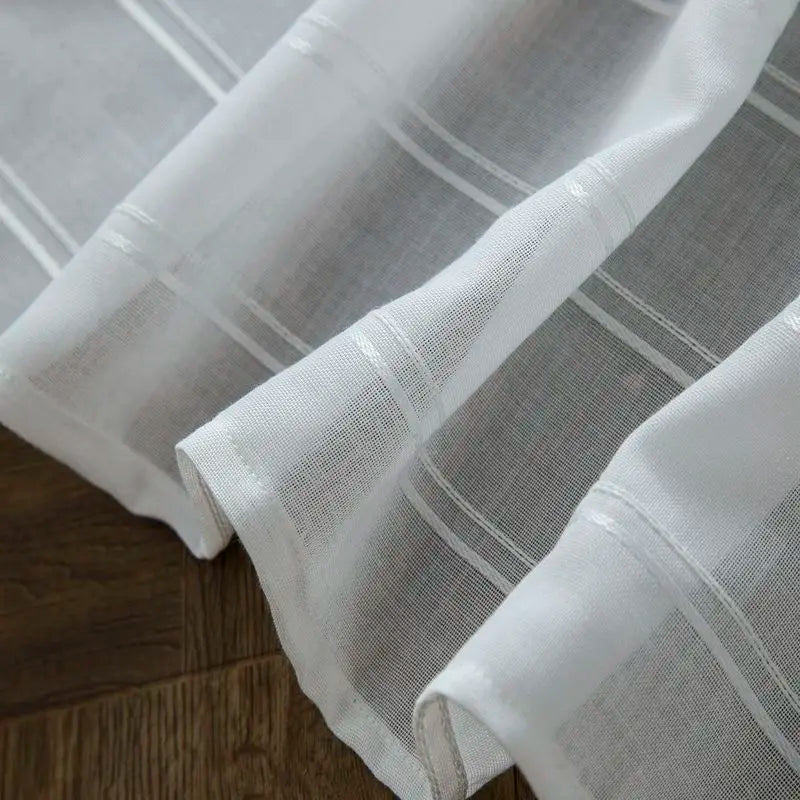 Rideau rayé style européen translucide pour salon chambre - vue 3 sur 9