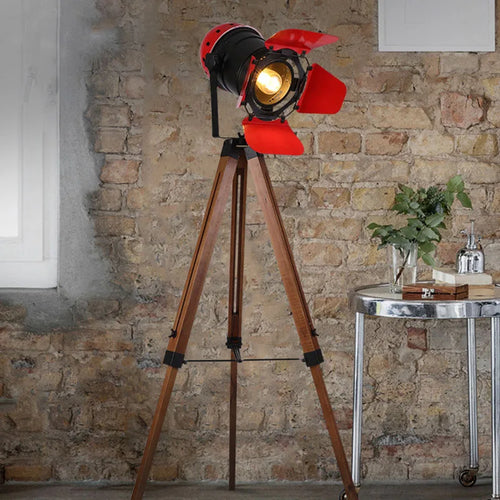 lampadaire vintage en bois pour éclairage créatif et studio photo - vue 3 sur 8