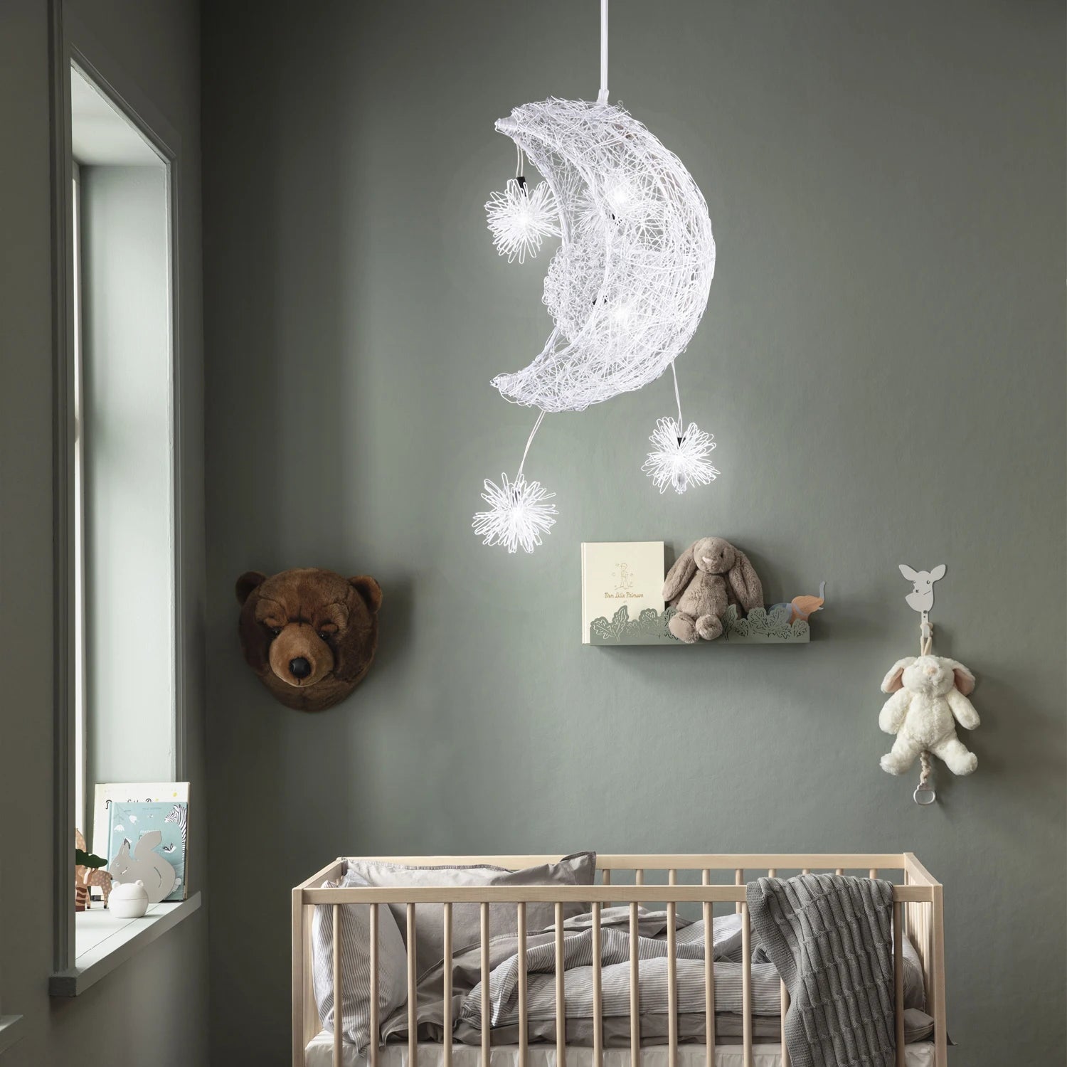 lustre led romantique moderne en forme de lune et étoile - vue 3 sur 14