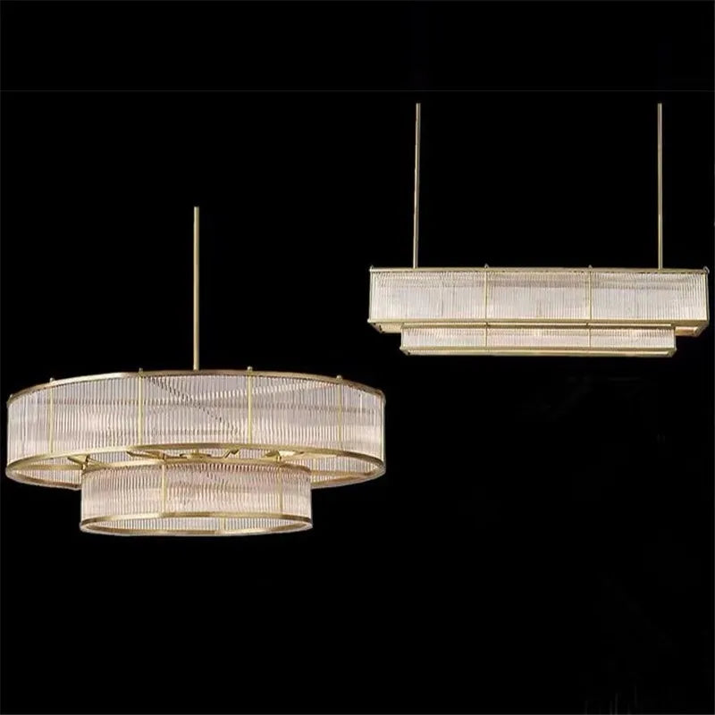 lustre led style loft américain en métal et tubes de verre - vue 6 sur 14