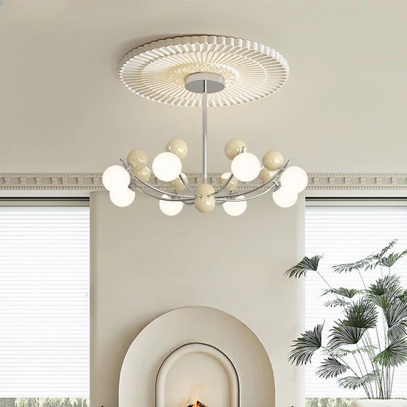 lustre moderne en verre en forme de fleur créatif et rétro - vue 3 sur 9