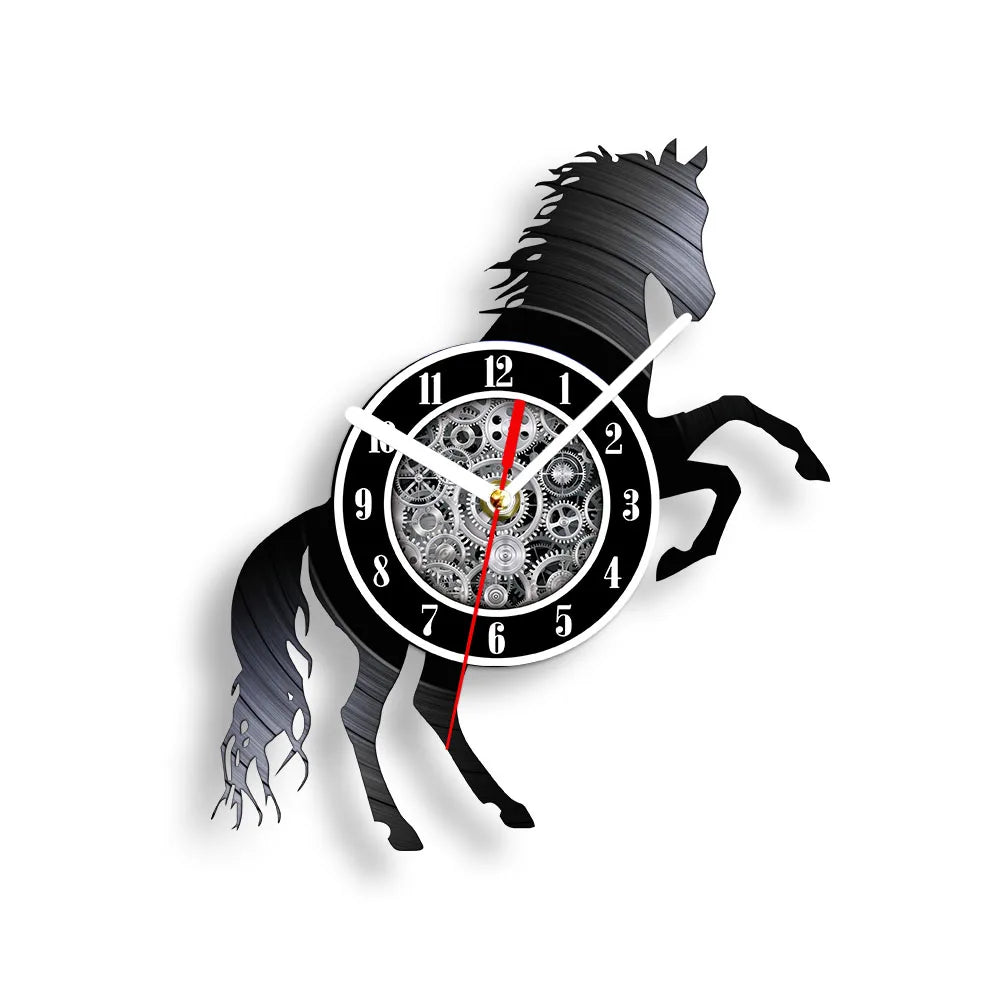 horloge murale vinyle cheval décoration équestre artisanale cadeau unique - vue 13 sur 22