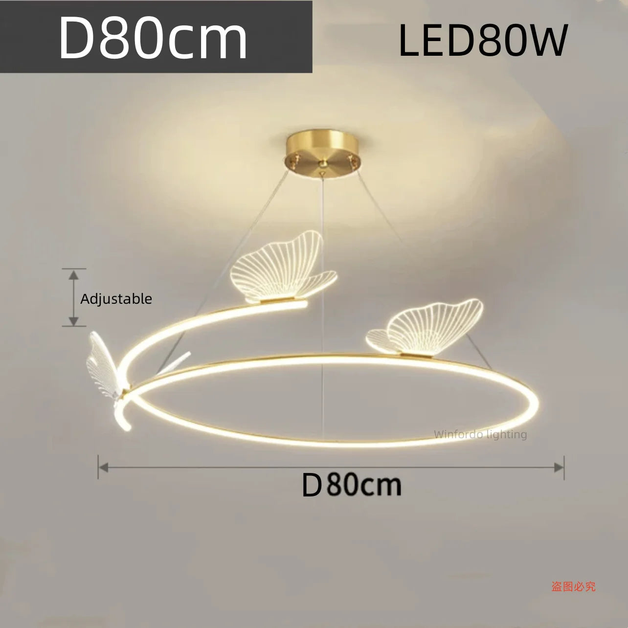 Lustre design LED rond en forme de papillon - vue 9 sur 9