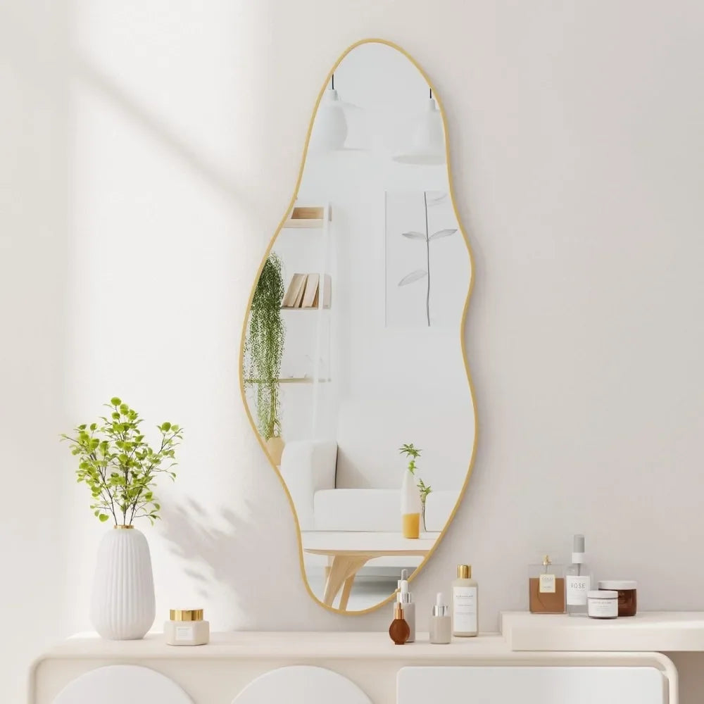 miroir mural asymétrique cadre doré pour décoration intérieure - vue 3 sur 8