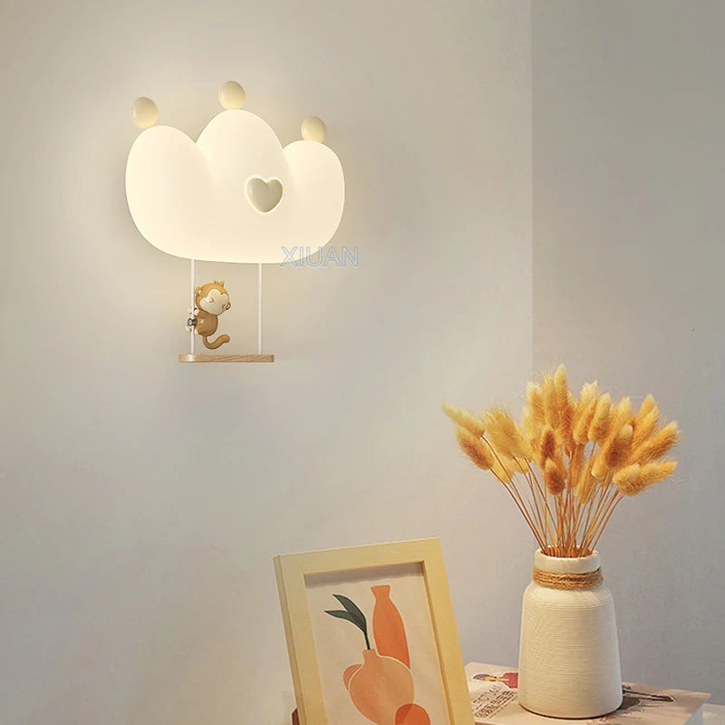 applique murale en forme de couronne rose pour filles animal veilleuse - vue 6 sur 14