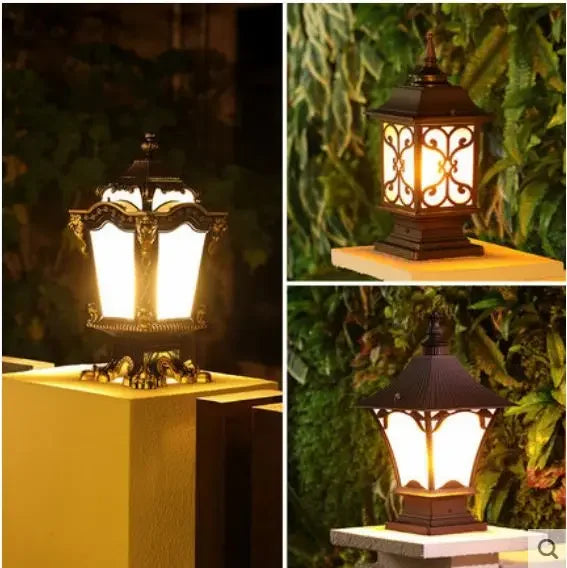 Colonne européenne phares clôture extérieure porte pilier lampe étanche extérieure jardin cour paysage lumière - vue 3 sur 9