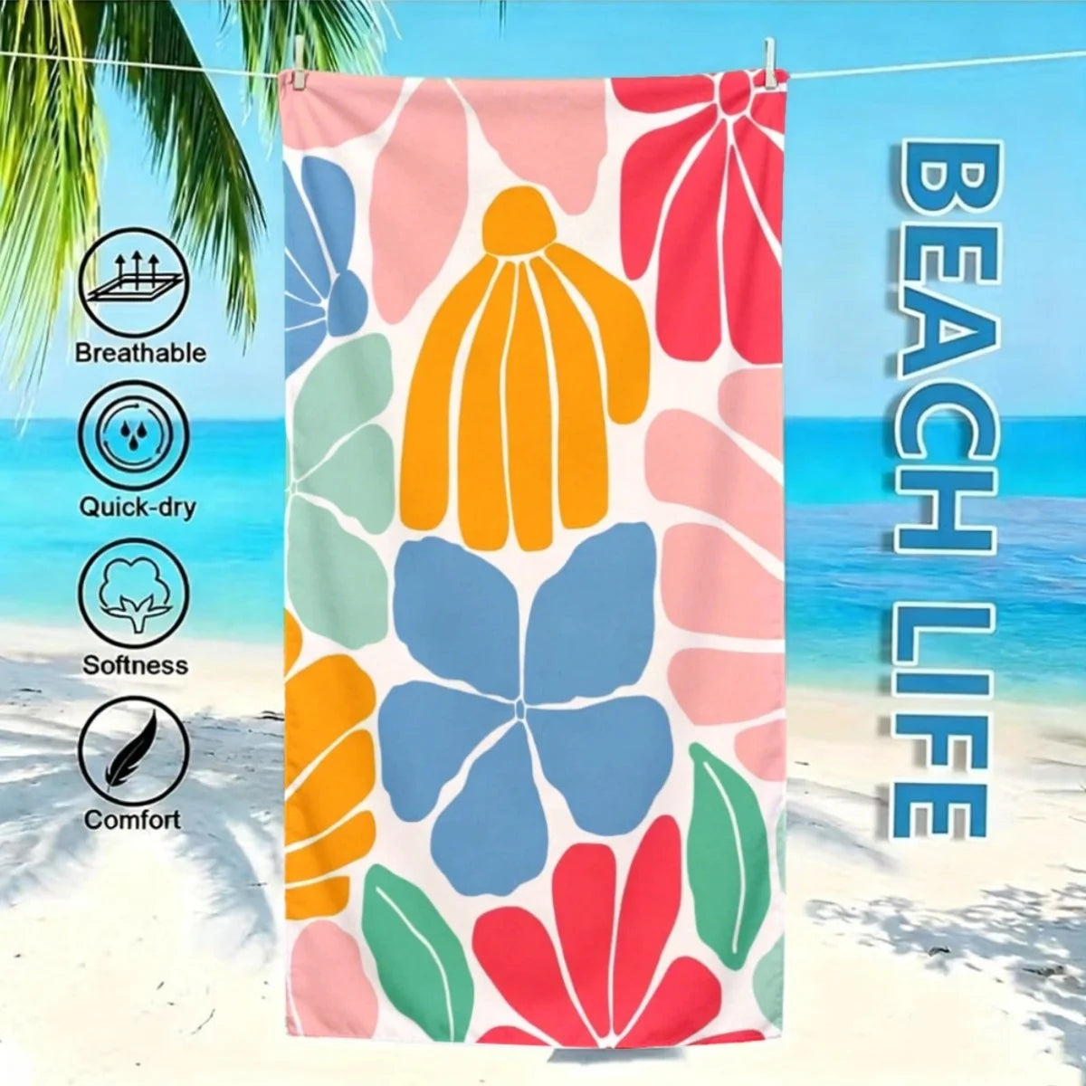 serviette de plage extra large style cartoon douce - vue 6 sur 6