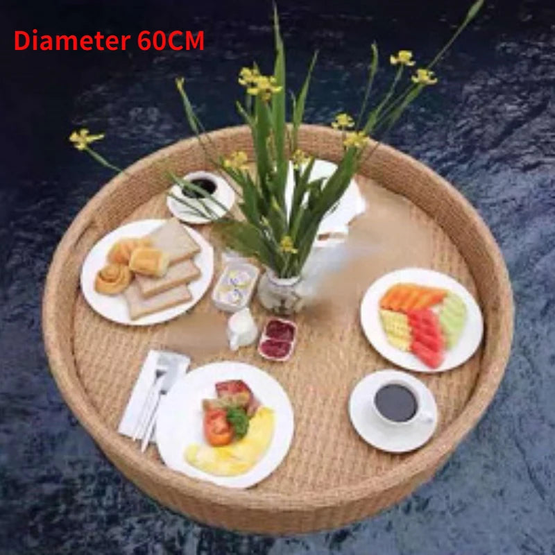 plateau en rotin nordique pour fruits et boissons de piscine - vue 10 sur 22
