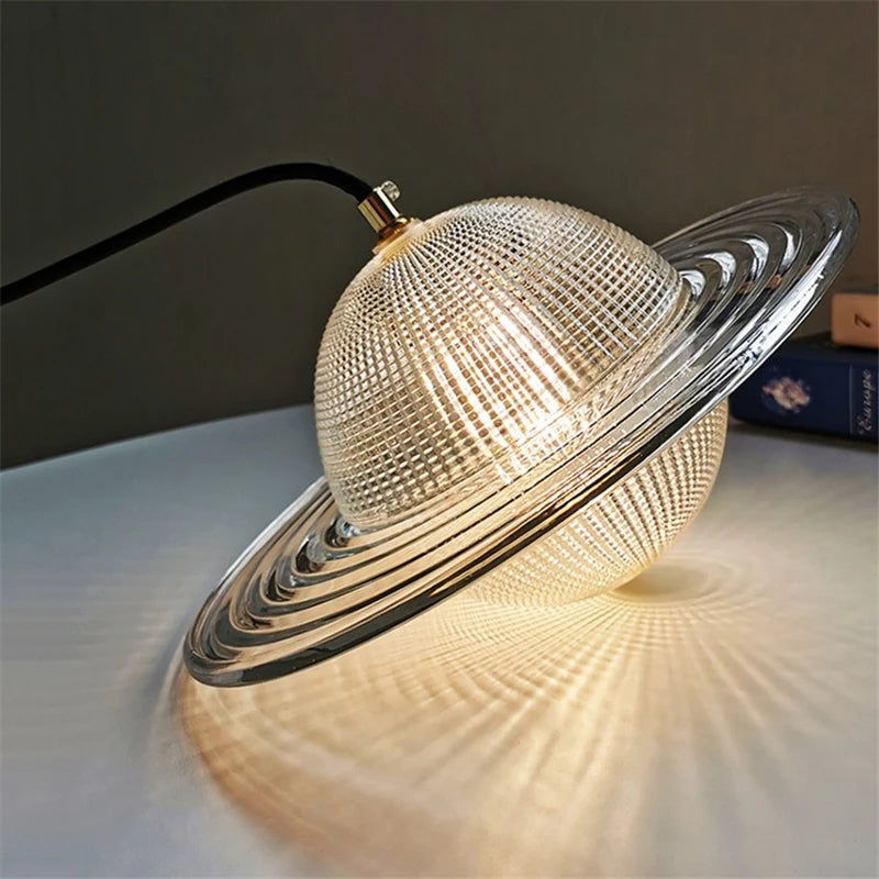 lustre moderne en verre style nordique soucoupe volante led - vue 6 sur 10