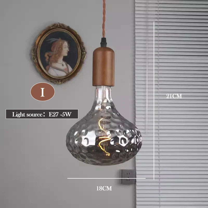 lustre en verre d'art rétro en bois massif créatif pour décoration intérieure - vue 25 sur 25