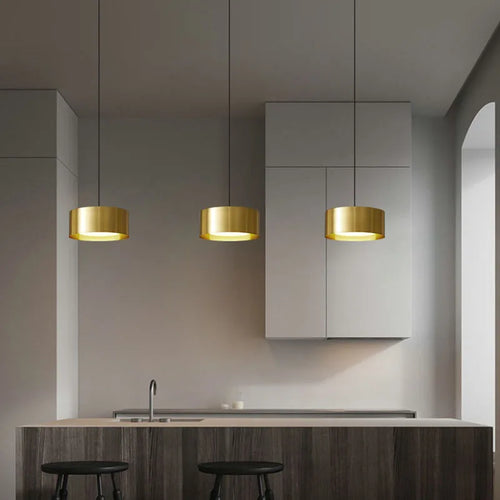 lustres led en laiton doré gradation de température - vue 2 sur 8