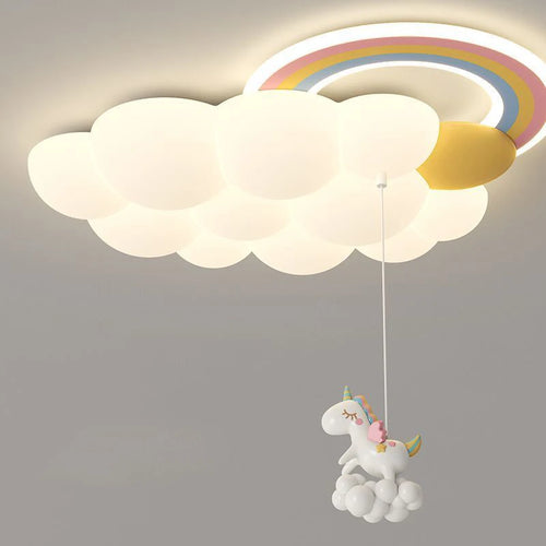 lustre arc-en-ciel nuage avec cheval lapin ours pour enfants - vue 6 sur 10