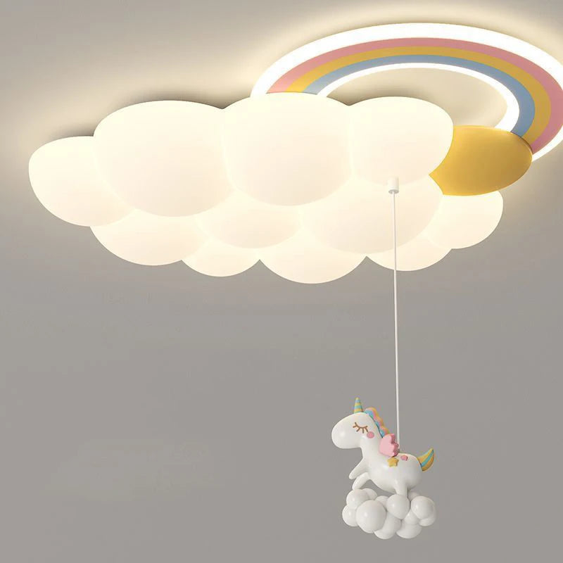 lustre arc-en-ciel nuage avec cheval lapin ours pour enfants - vue 5 sur 10