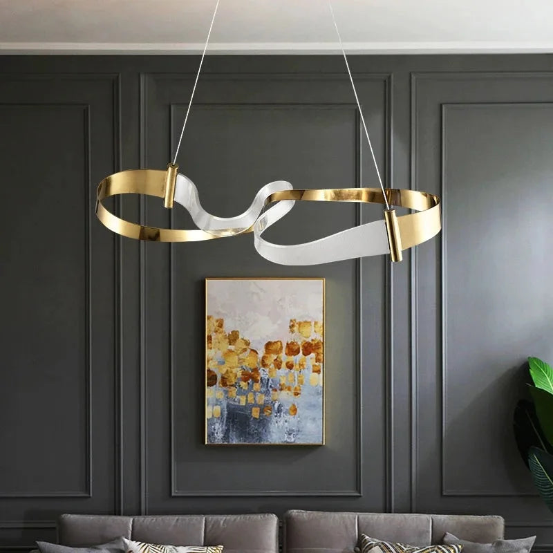 2024 Modern Design Ribbon LED Chandeliers Lighting For Living Room Study Bedroom Restaurant - vue 2 sur 8