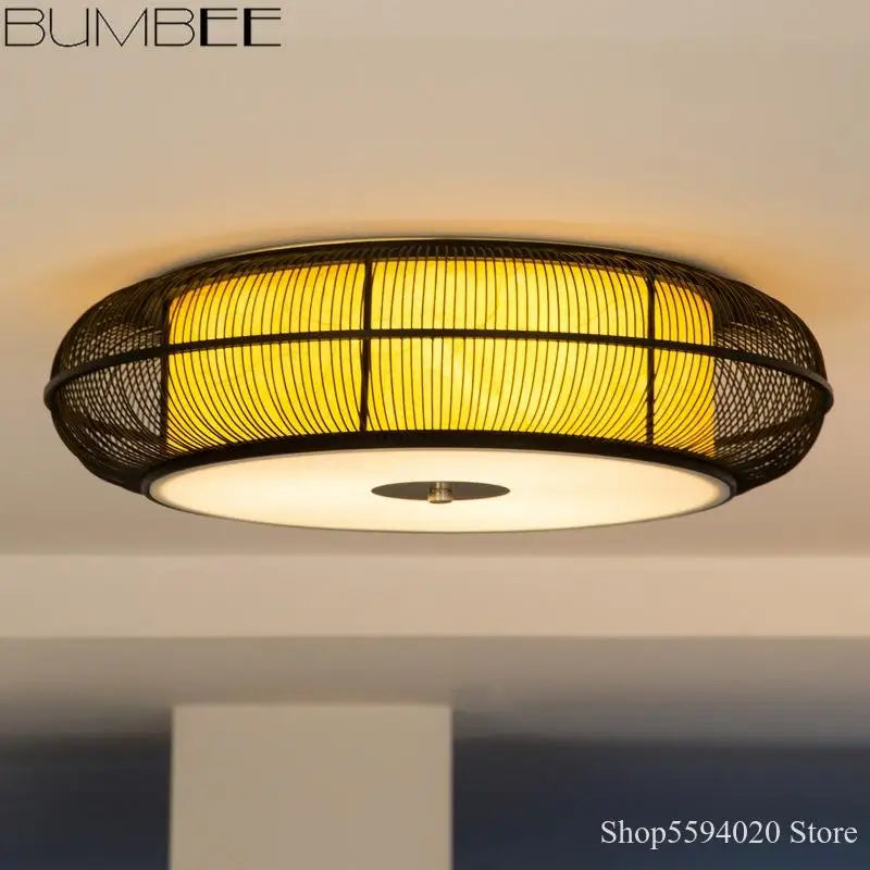 lustre en bambou fait main style moderne et élégant - vue 3 sur 10
