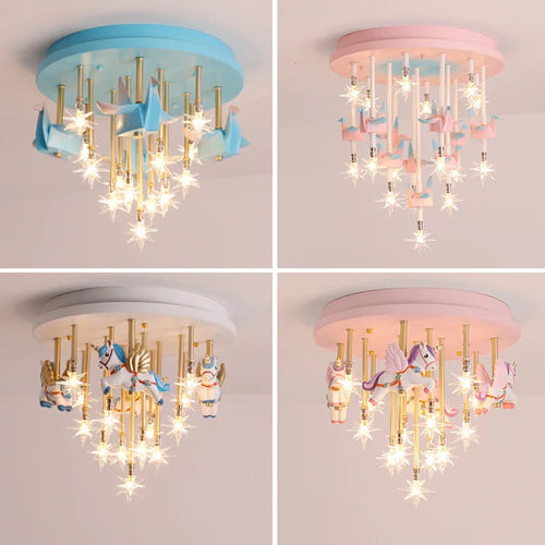 plafonnier moderne licorne étoiles décoration pour enfants intérieur - vue 5 sur 10