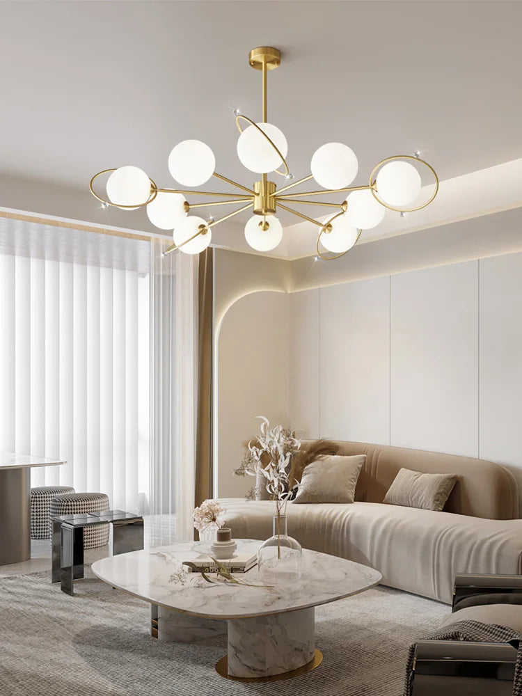 lustre moderne en cuivre avec verre décoratif minimaliste