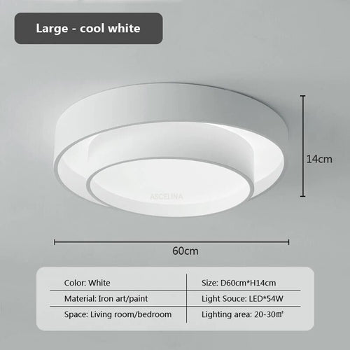 Plafonnier moderne led minimaliste blanc double rond - vue 19 sur 18