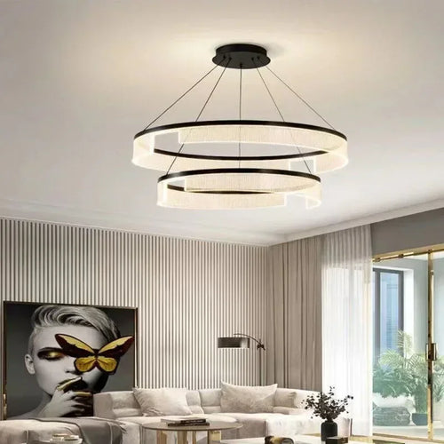 Lustre LED anneaux suspendu au design nordique moderne - vue 6 sur 21