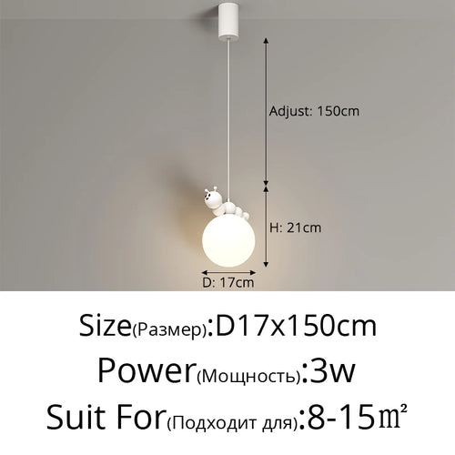 lustre enfant moderne dessin animé chenille planète créatif - vue 12 sur 12