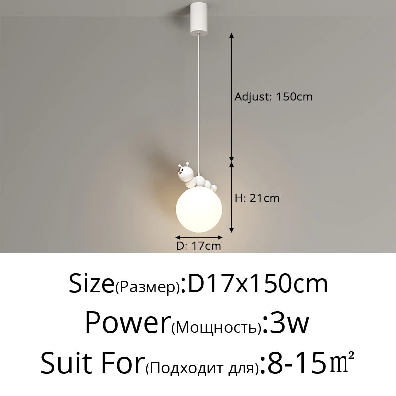 lustre enfant moderne dessin animé chenille planète créatif - vue 12 sur 12