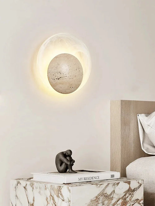 Bedroom Bedside Led Wall Lamp Sconce Light with Cave Stone and Glass - vue 2 sur 6
