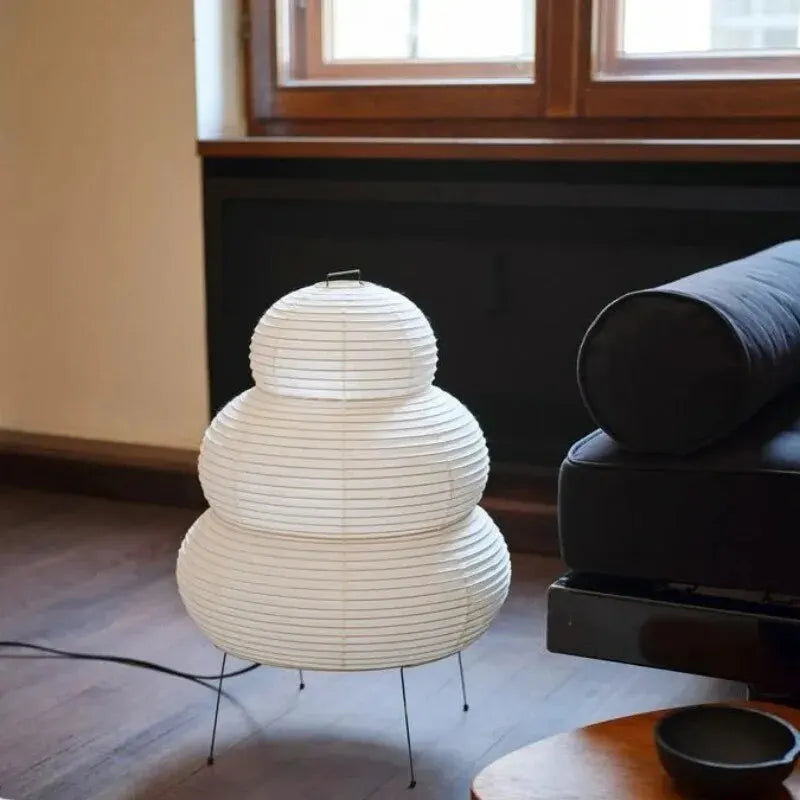 Japanese-style LED Rice Paper Table Lamp, Noguchi Three-tone Light Eye Protection Japanese Lamp, Living Room, Hotel Bedroom, Bed - vue 2 sur 7