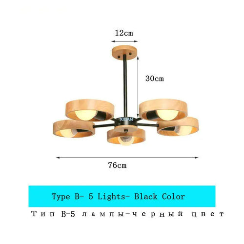 lustre scandinave minimaliste rotation 360 degrés luminaires suspendus bois créatifs - vue 11 sur 22