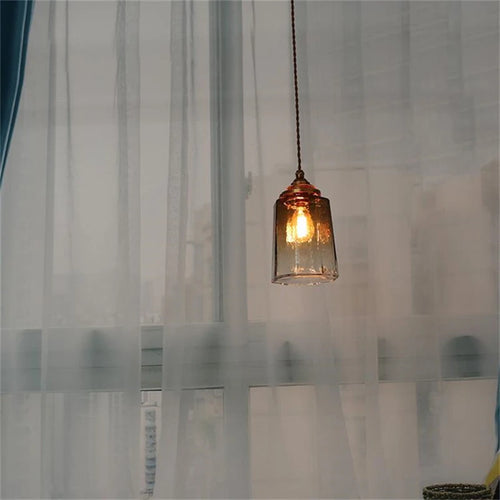 suspension de luxe en verre et cuivre luminaire antique décoratif - vue 7 sur 8