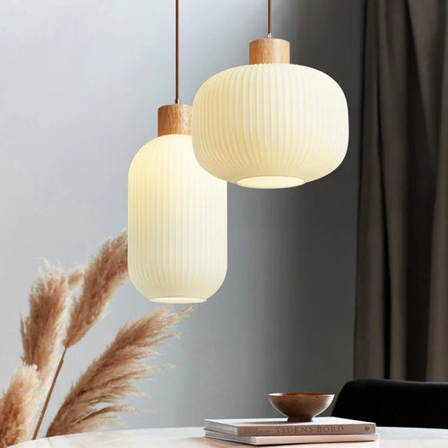 lustre moderne loft led avec abat-jour en verre - vue 4 sur 8