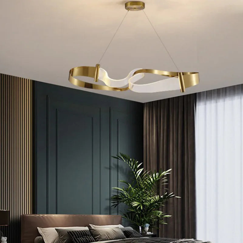 2024 Modern Design Ribbon LED Chandeliers Lighting For Living Room Study Bedroom Restaurant - vue 5 sur 8