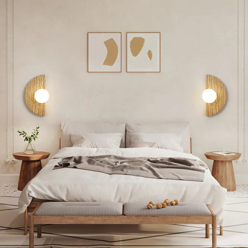 applique murale vintage demi-cercle en pierre naturelle avec led - vue 5 sur 6