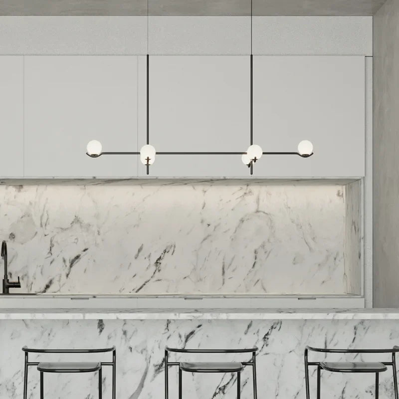 lustre led en boule de verre style nordique pour intérieur - vue 5 sur 14
