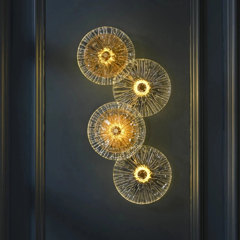 applique murale ronde moderne en cristal avec lumières led nordiques - vue 1 sur 13