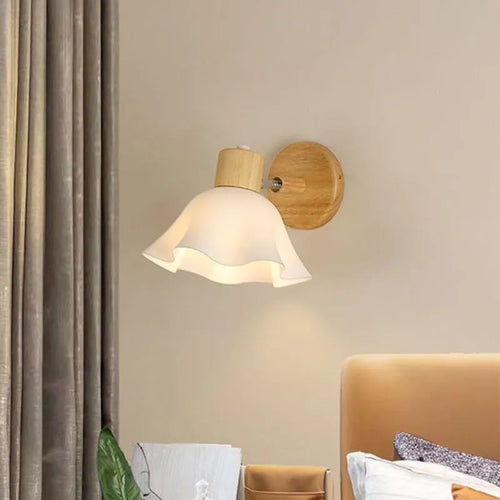 led nordique rotative bois céramique éclairage allée étude maison luminaire - vue 4 sur 9